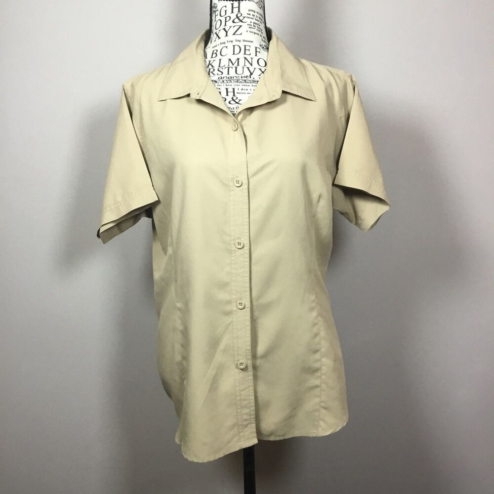 Gameguard Outdoors button down cream shirt vent mesh back quick dry cool feel M